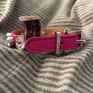 Henri Bendel pink leather and rhinestone bracelet